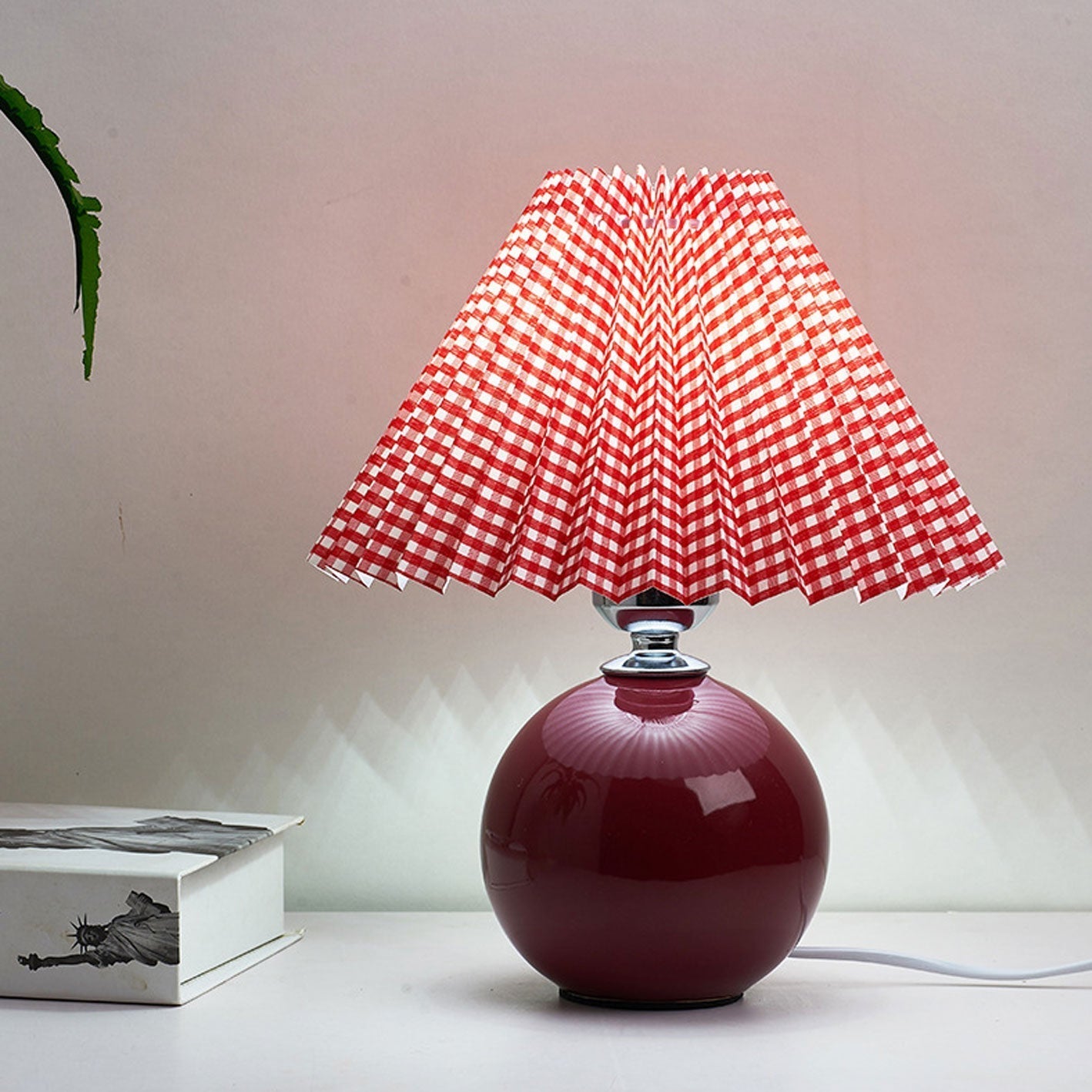 Floroux Pleated Design Table Lamp | Ceramic Base | Ambient Light | Minimalist Design | Interior Decorator