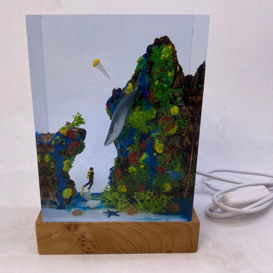 Floroux - Magnifique lampe de table Océan en résine pour votre maison