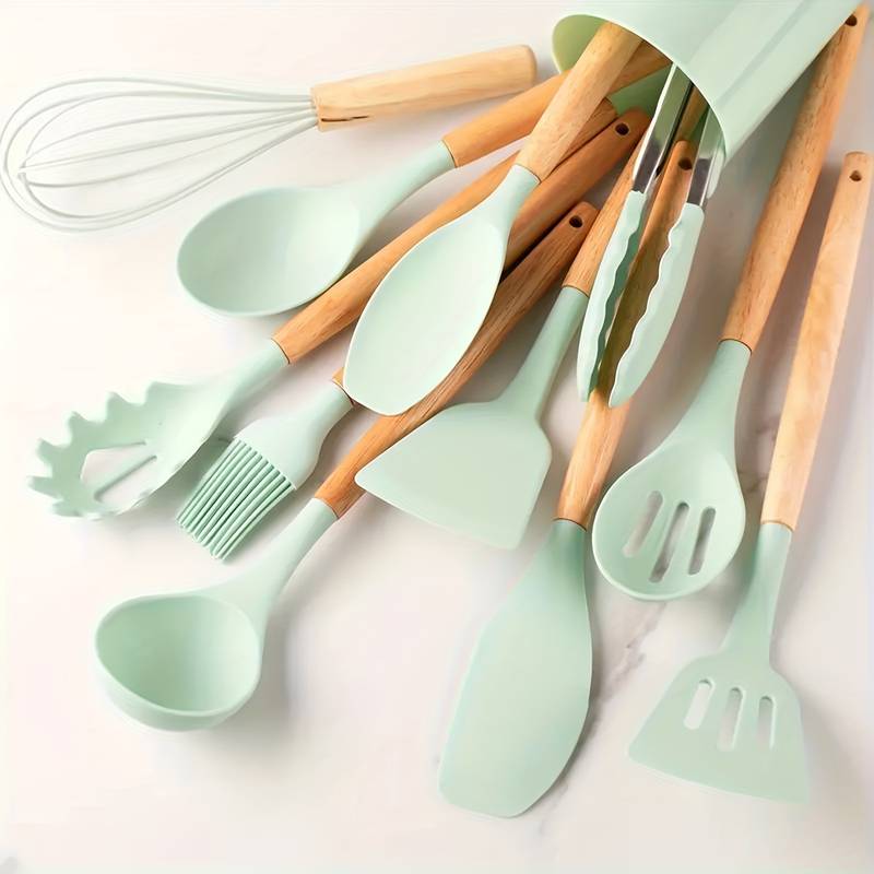 Canaya - Ensemble d'ustensiles de cuisine en silicone de luxe (12 pièces)