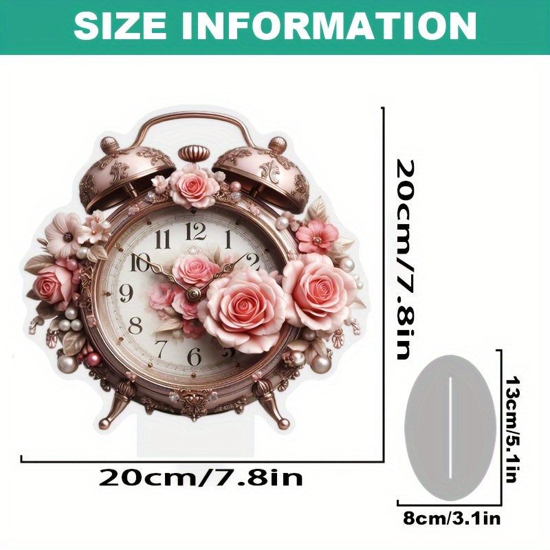 BohoBloom Horloge - Horloge mural floral vintage pour la table