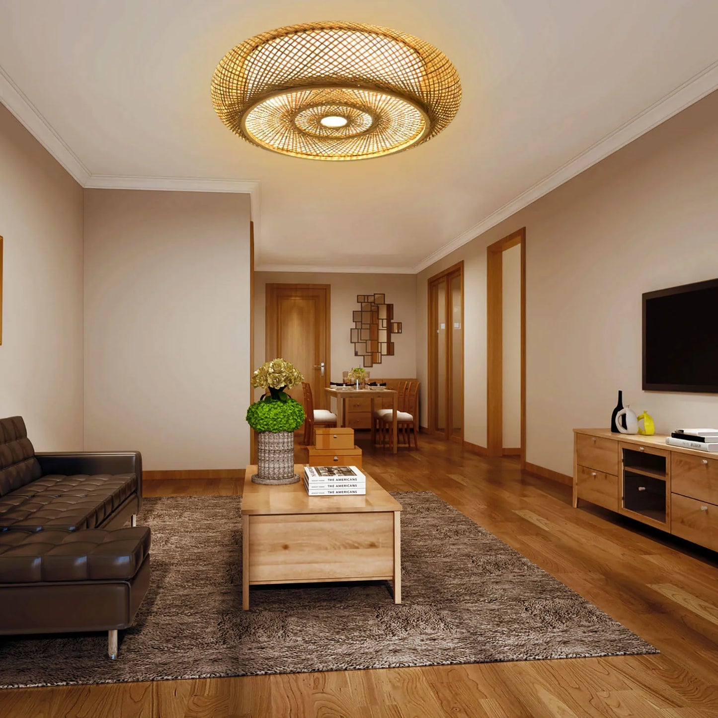 Suspension Floroux in Bamboo | Zen Natural Design | Sustainable Lighting for Dining Room & Living Room