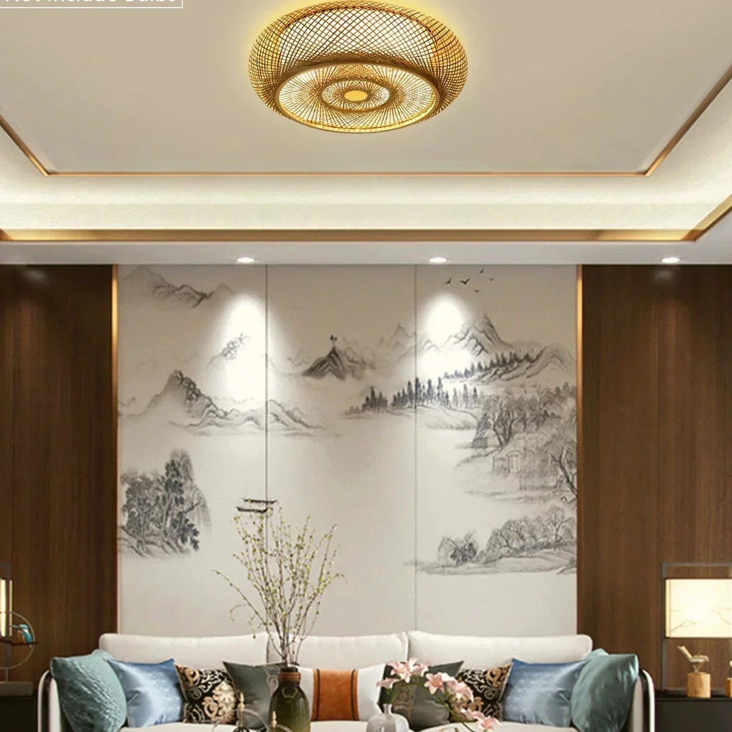 Suspension Floroux in Bamboo | Zen Natural Design | Sustainable Lighting for Dining Room & Living Room