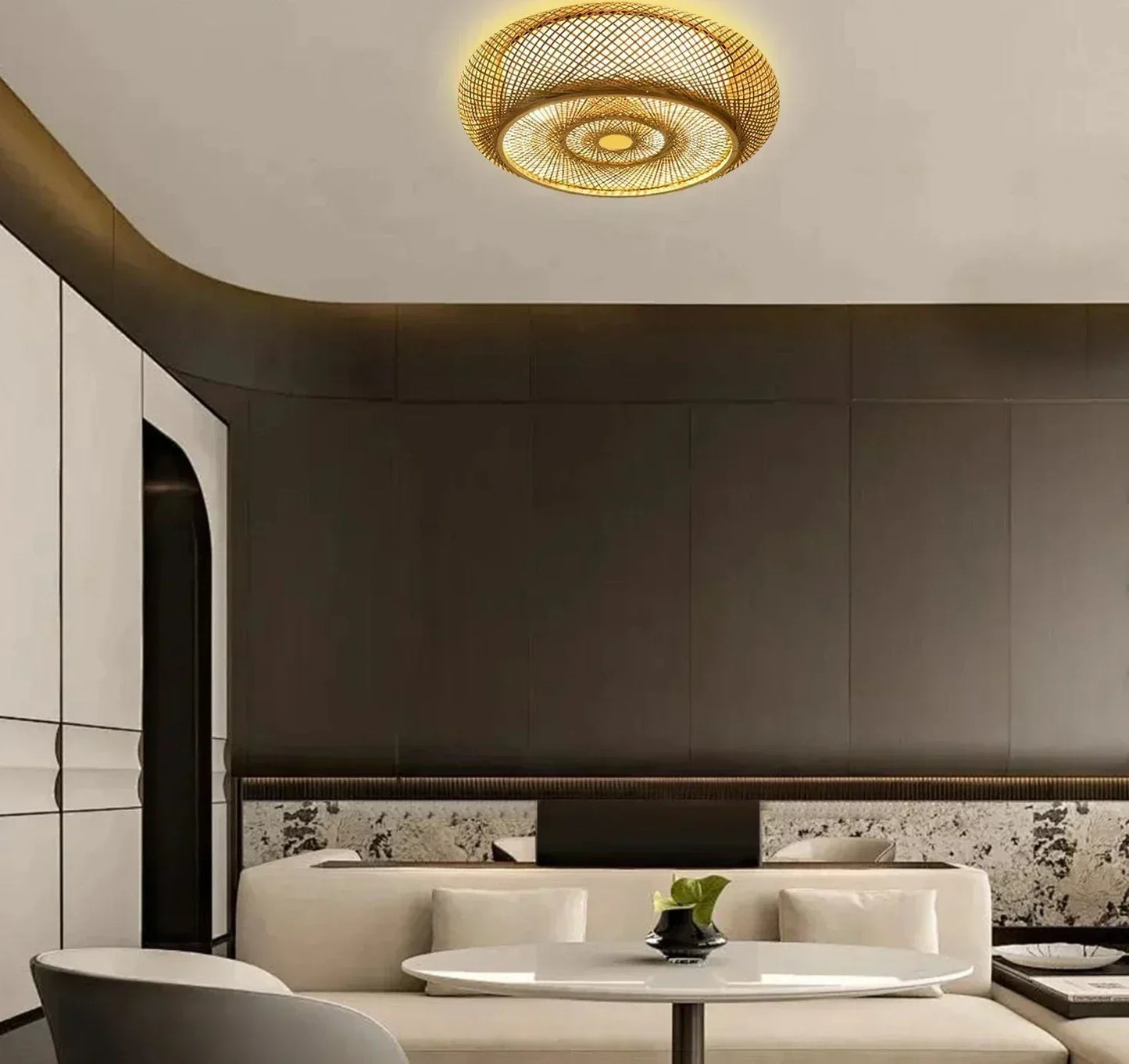Suspension Floroux in Bamboo | Zen Natural Design | Sustainable Lighting for Dining Room & Living Room
