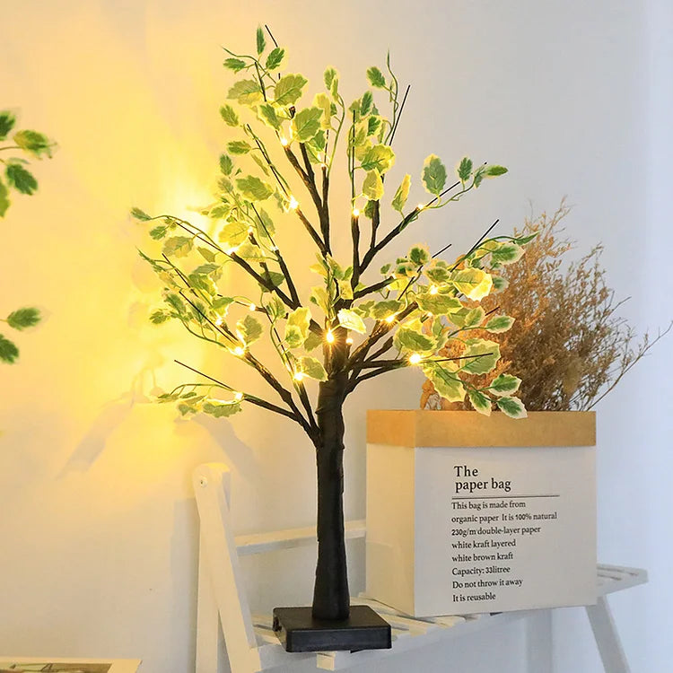Floroux Feuilles Vertes LED Arbre Lumières