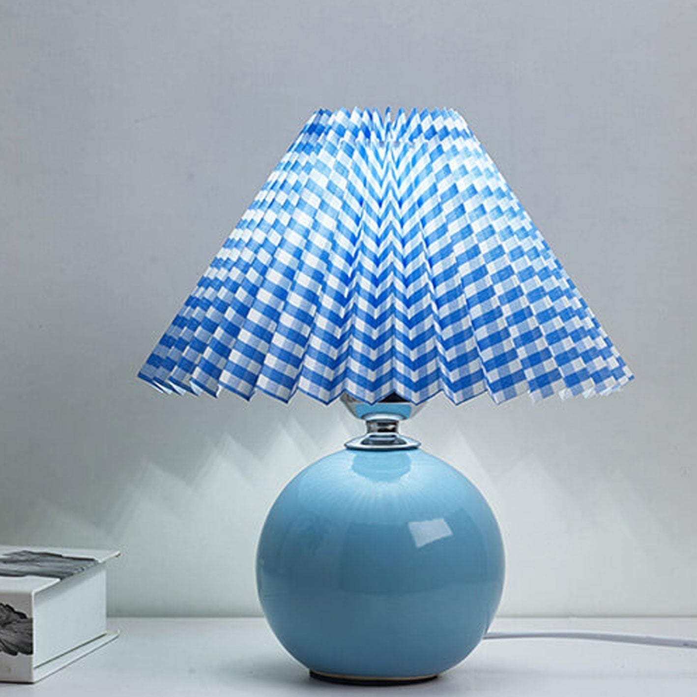 Floroux Pleated Design Table Lamp | Ceramic Base | Ambient Light | Minimalist Design | Interior Decorator