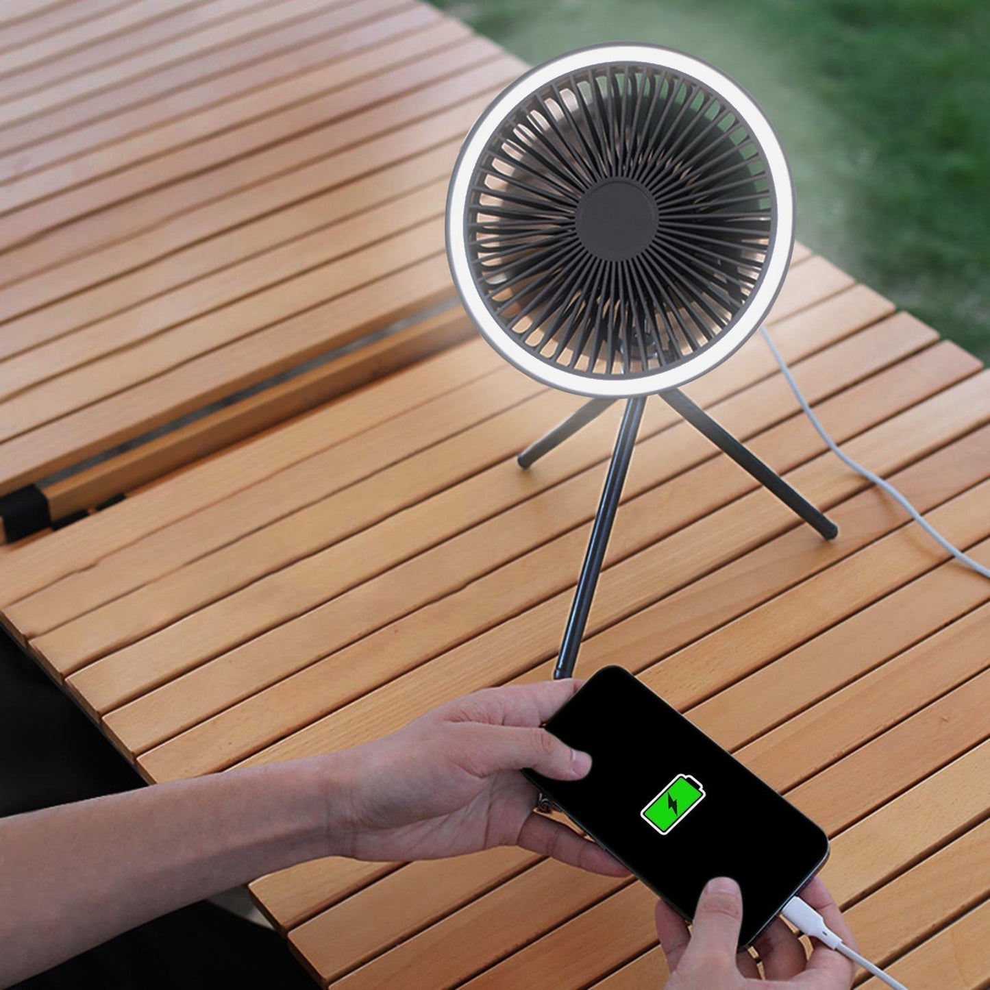Ventilateur de camping portable avec lanterne LED