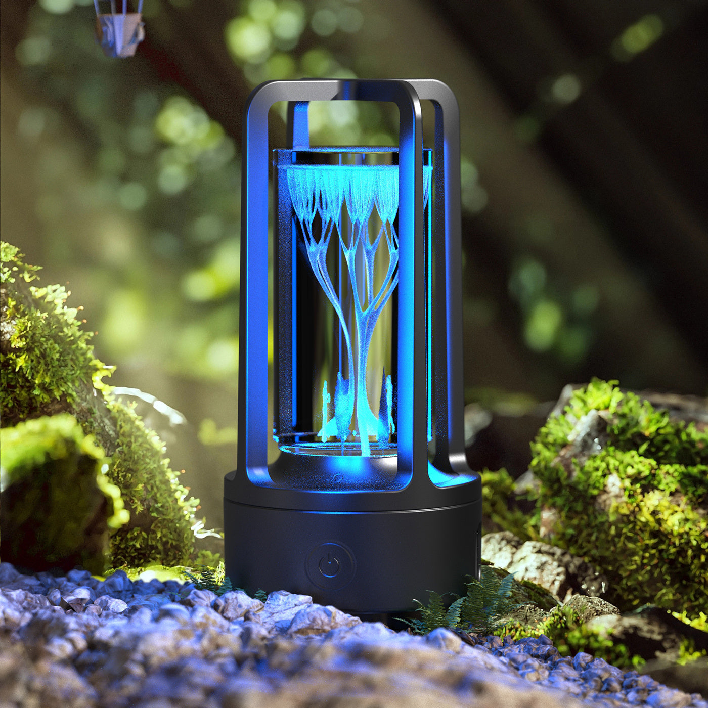 2-en-1 Lampe de nuit en cristal avec fleurs de l'arbre noir et enceinte Bluetooth lampe de bureau