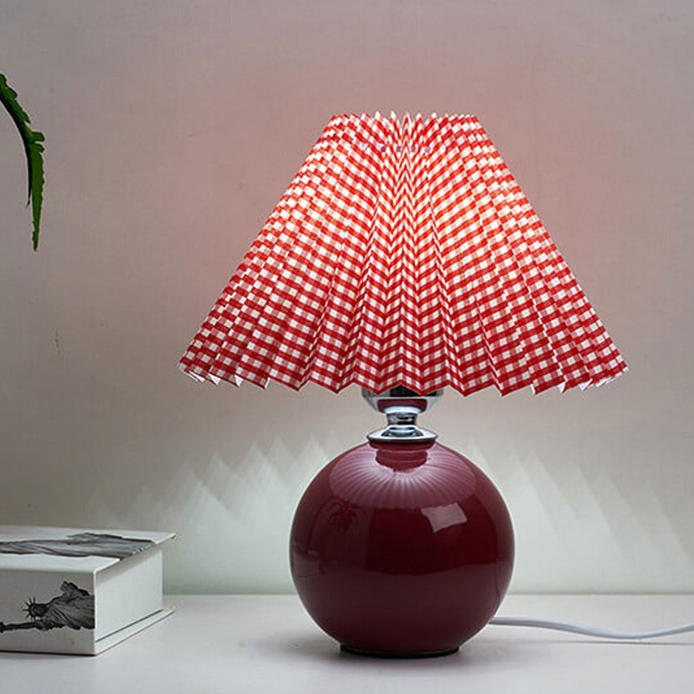 Floroux Pleated Design Table Lamp | Ceramic Base | Ambient Light | Minimalist Design | Interior Decorator