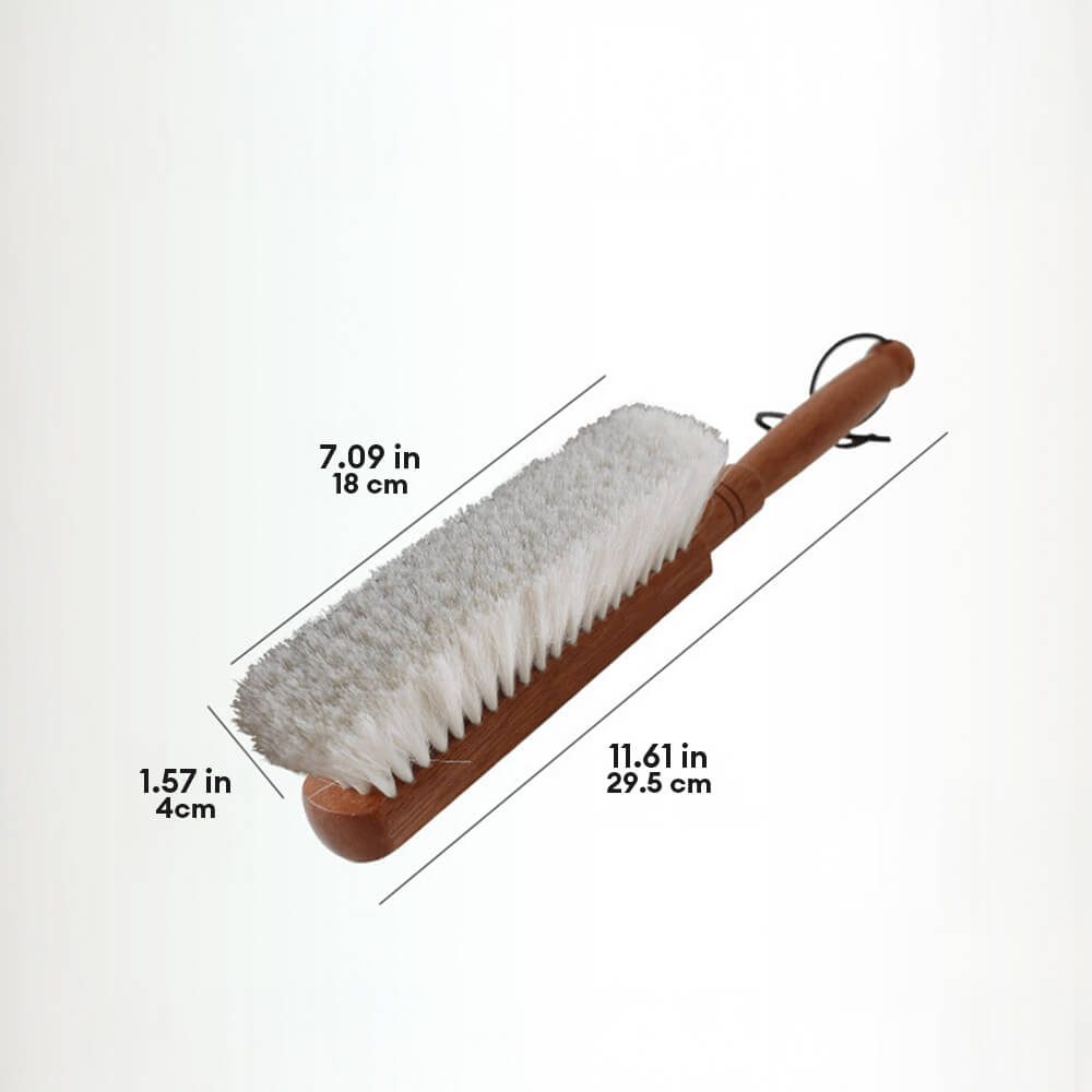 Brosse de nettoyage multifonctionnelle en poils de laine avec poignée en bois de santal