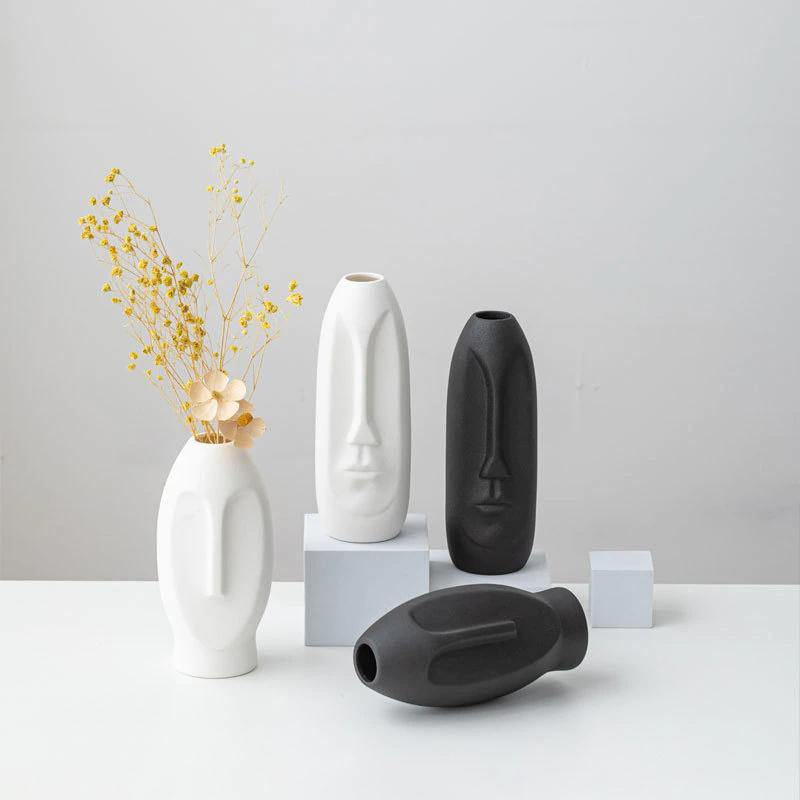 Abstract ceramic vase Floroux with face design | Modern decorative accent | Timeless & elegant