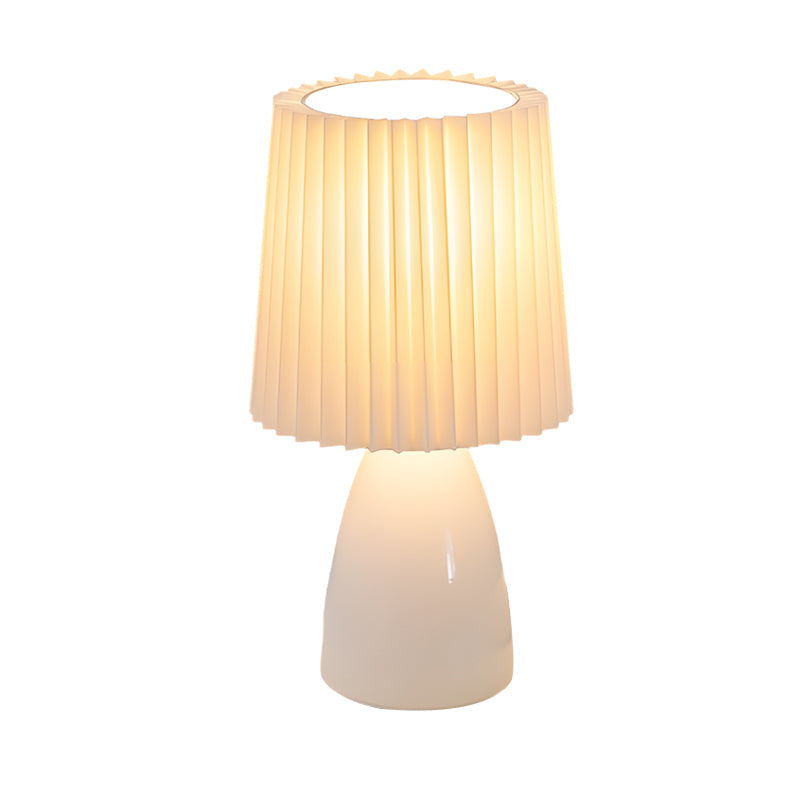 30cm Tissus plissés - Lampe de table avec base en verre et USB, Dimmable avec 1 point lumineux