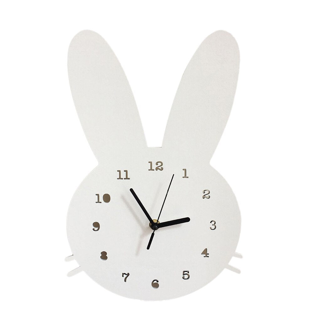 Jolie horloge murale en forme de lapin pour chambre d'enfant