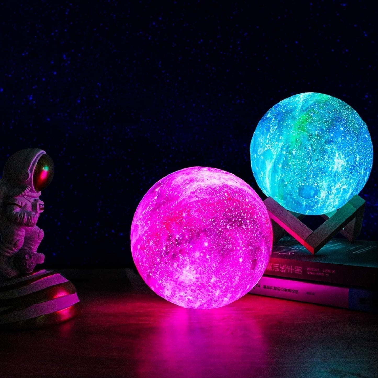 Floroux Galaxy Moon Lamp | 3D Printed LED Moon Lamp | Color Changing | Touch and USB Charge | Ambient Light for Home