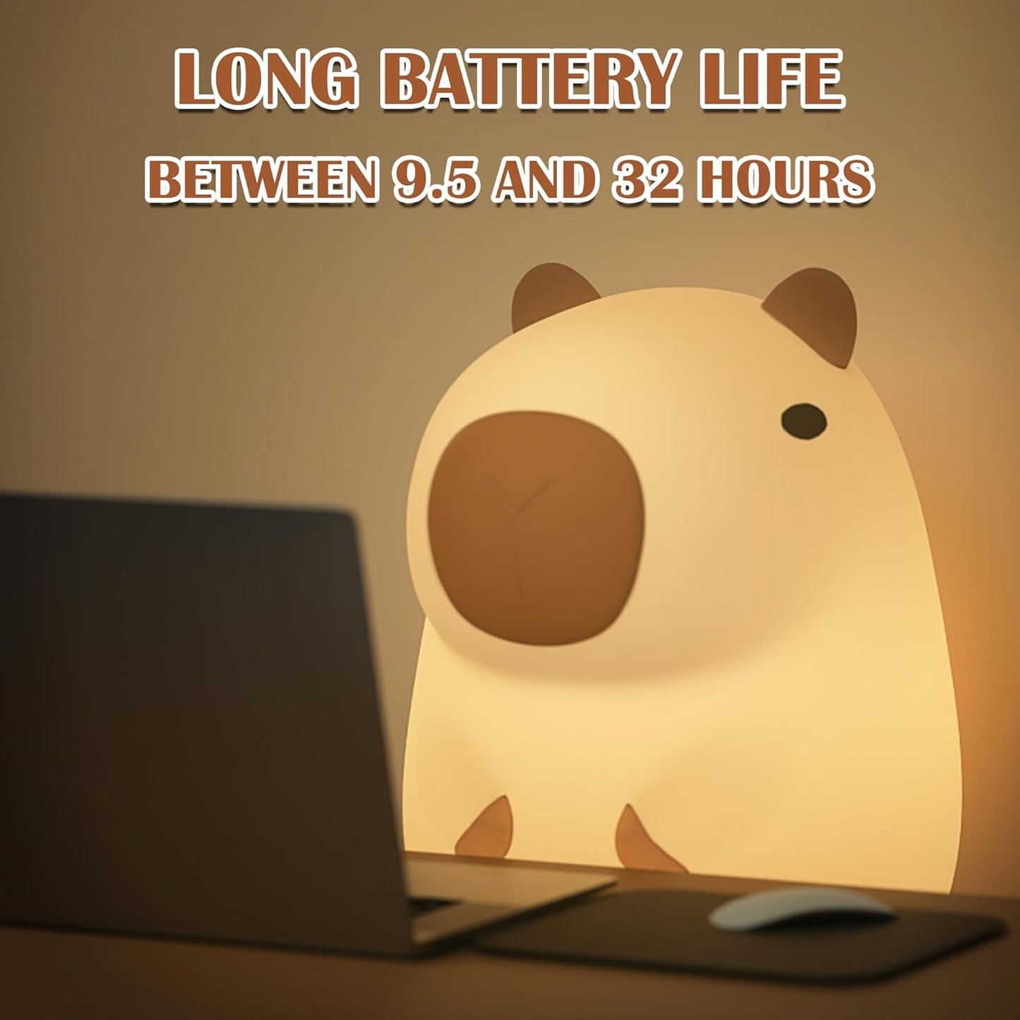Mignon CapySnuggle Lampe de Nuit - Lumière Chaude en Design Capybara