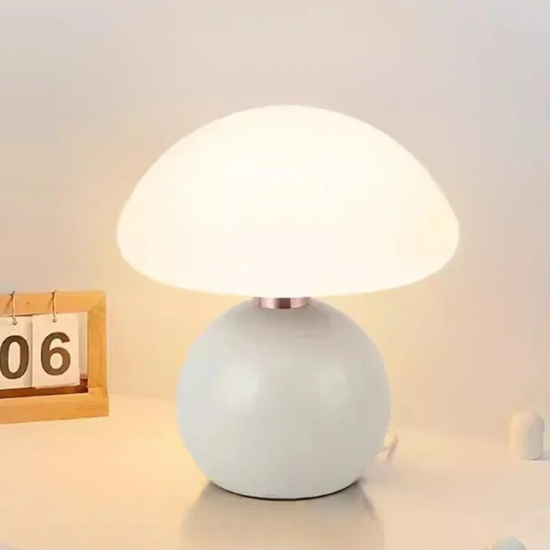 Lumière Champignon Élégante - Lampe de Table en Céramique Crème