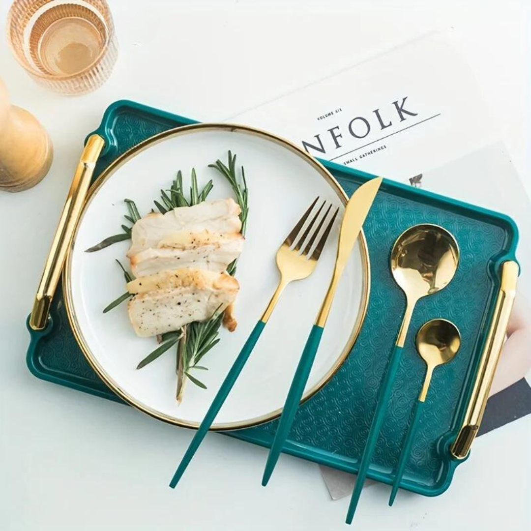 Set de couverts en or luxe – 24 pièces pour une expérience de dîner élégante
