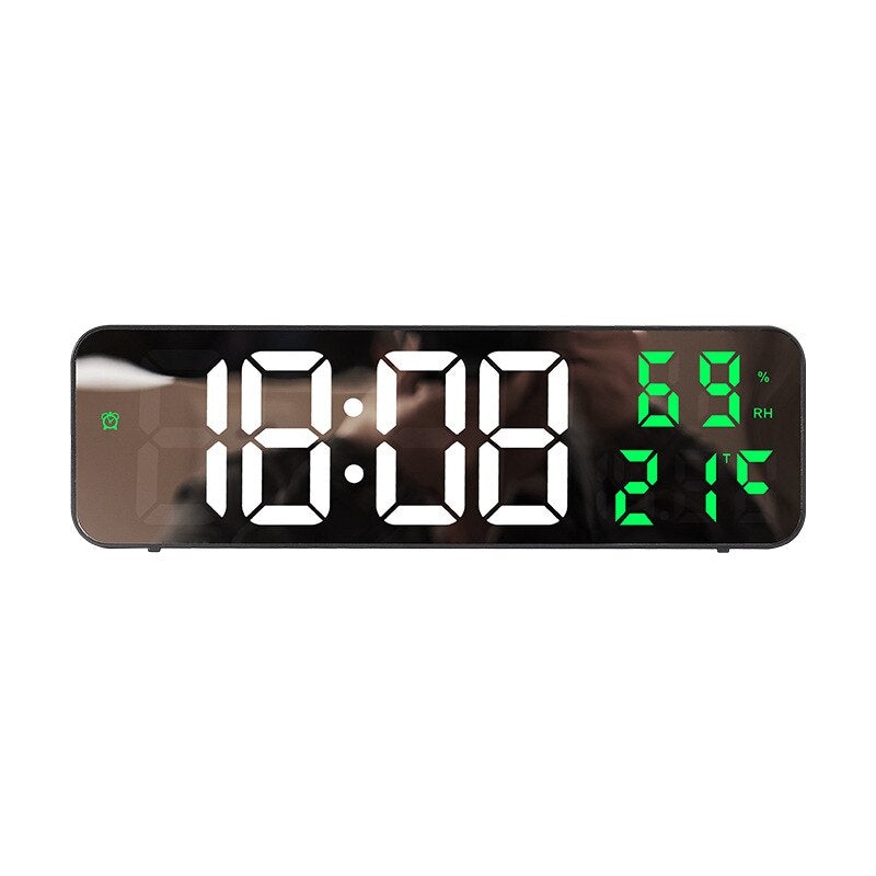 LumiTech – Horloge murale numérique LED avec affichage de la température et de l'humidité