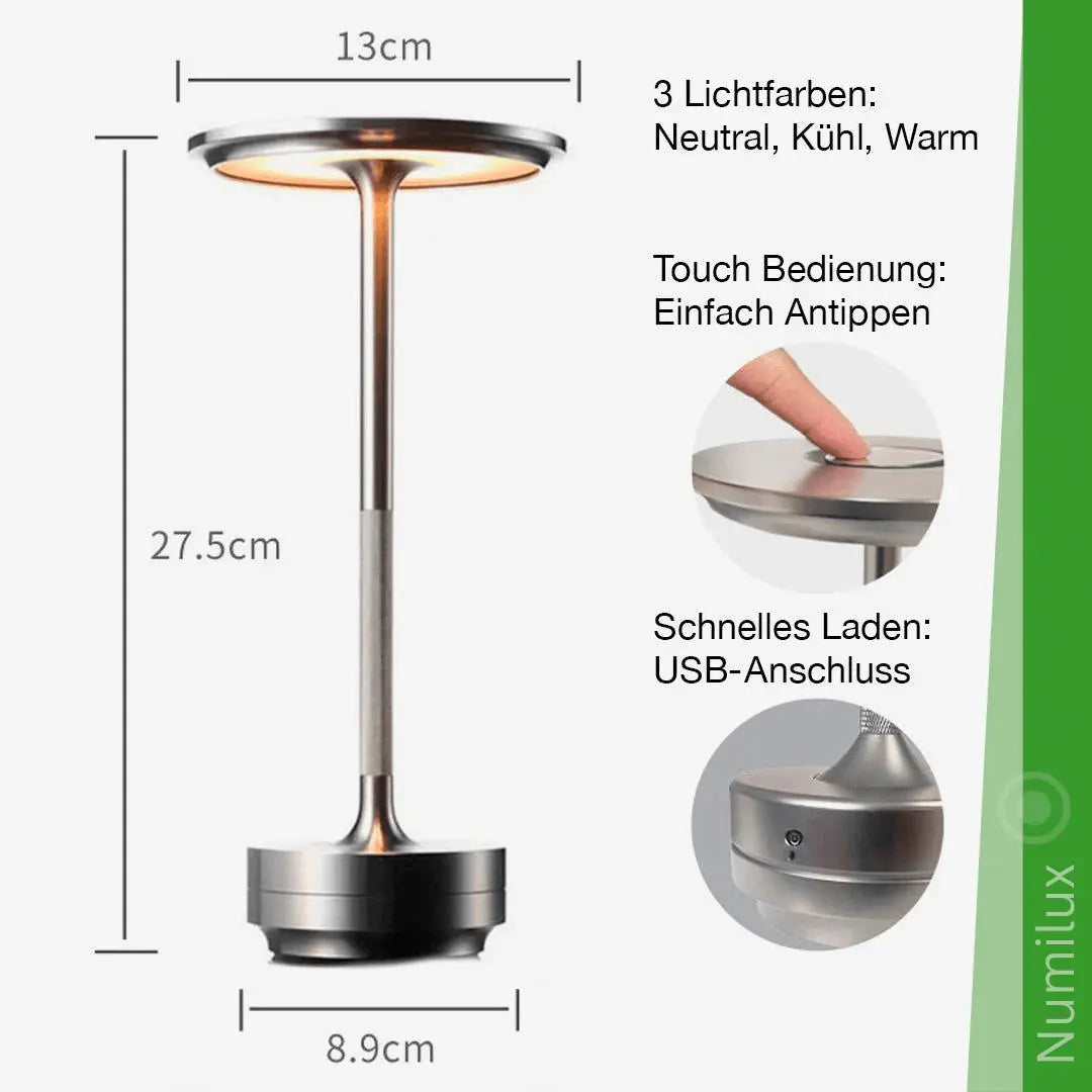 NumiLux Lampe de table rechargeable étanche et élégante