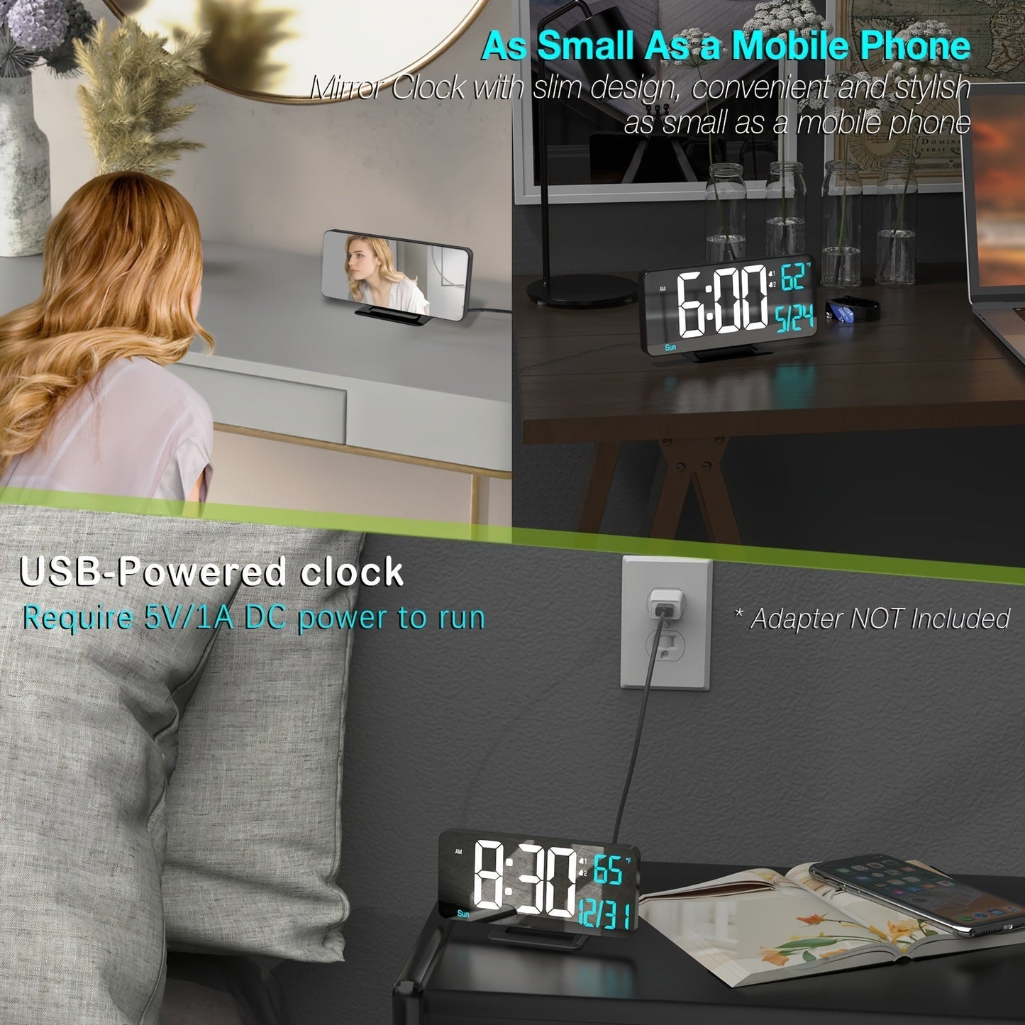 Digitime - Réveil LED Moderne avec Double Alarme