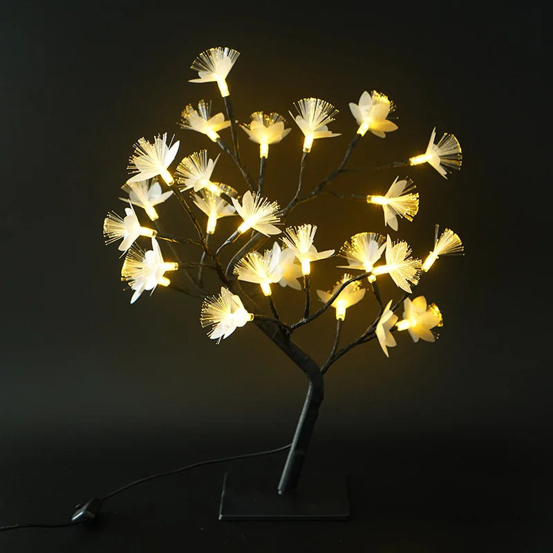 Floroux Lumière d'arbre à fleurs en fibre optique en bouleau