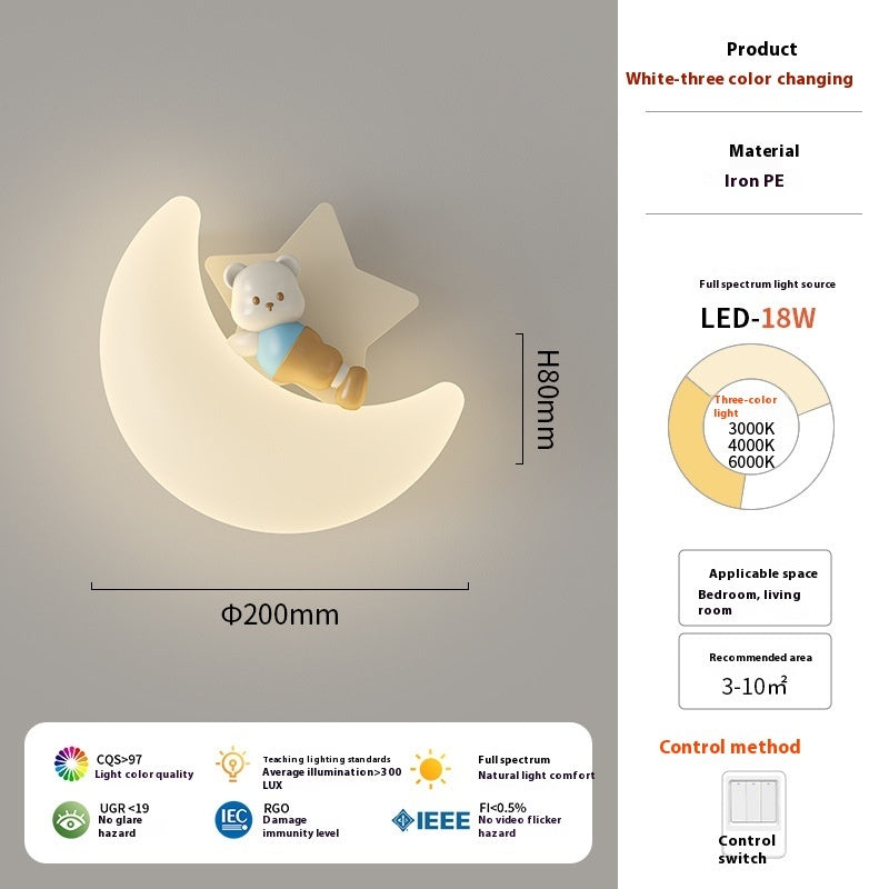 Lampe murale LED en forme de lune Cartoon crème pour la chambre d'enfant (20 cm / 7,8")