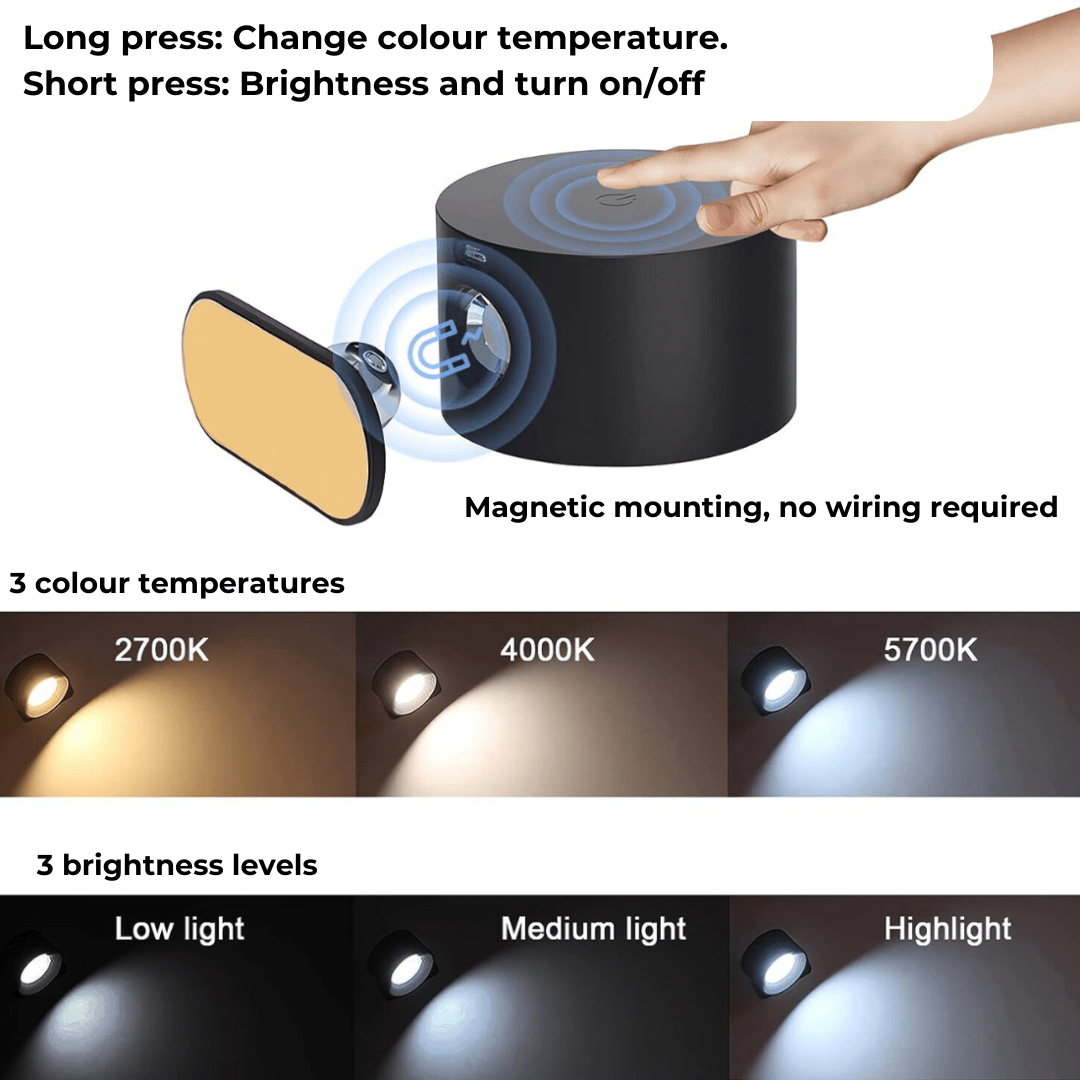 Flexilight Applique sans fil - Rechargeable par USB, LED, lumière pivotante à 360°