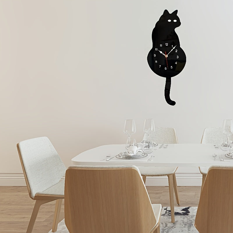 SwingTail Horloge - Style Queue de Chat Balançante Décoration Murale