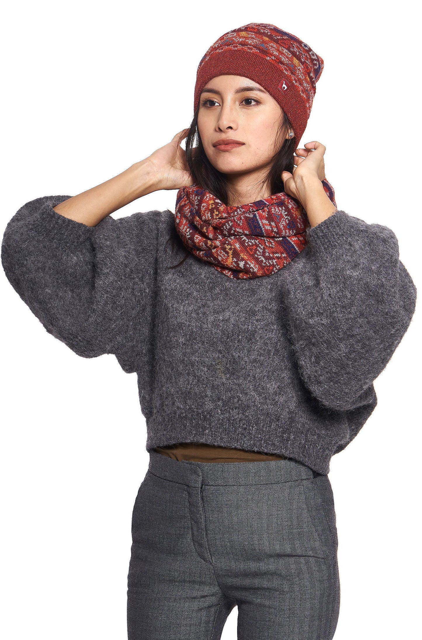 AlpacaFit Beanie - Luxe Jacquard Bonnet en 100%