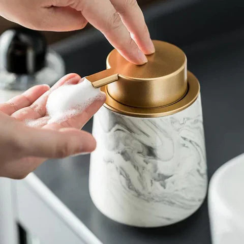 Floroux Nordic Ensemble de Salle de Bain | Ensemble de 4 Pièces en Marbre | Accessoires de Bain Luxueux | Élégant & Pratique