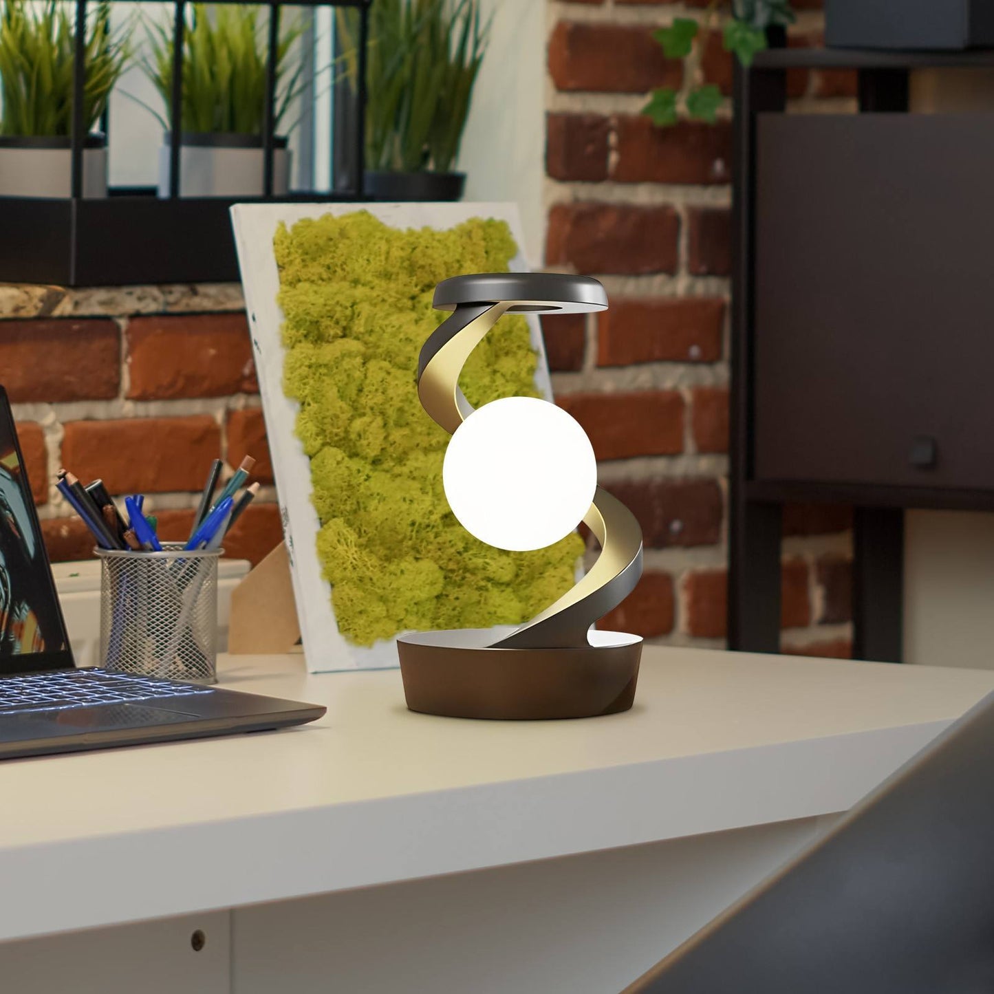 Floroux - Lampe de lune rotative avec chargement sans fil