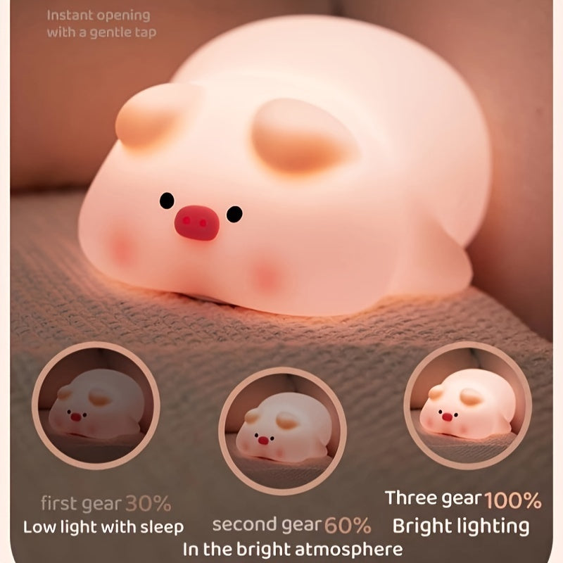 PiggyGlow – Jolie Lampe de Nuit LED Rose pour Enfants
