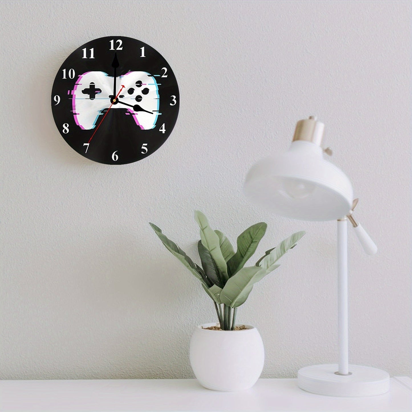 Horloge murale Floroux pour gamer - Horloge en bois avec batterie, 25,4 cm