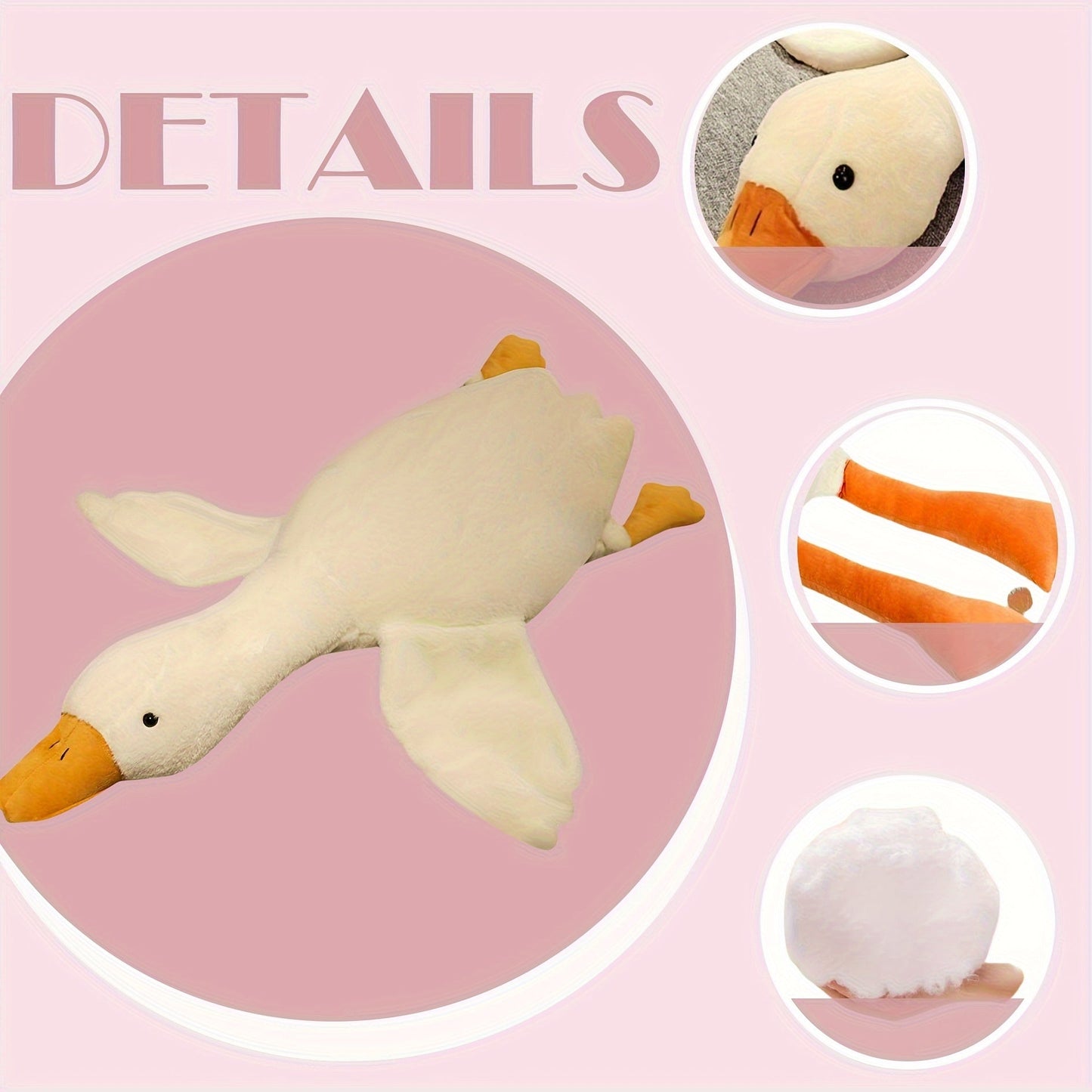 Peluche Douce Canard Blanc - Grande Peluche Cygne Oie, Tapis en Peluche Fluffy pour la Chambre des Enfants et la Décoration Intérieure