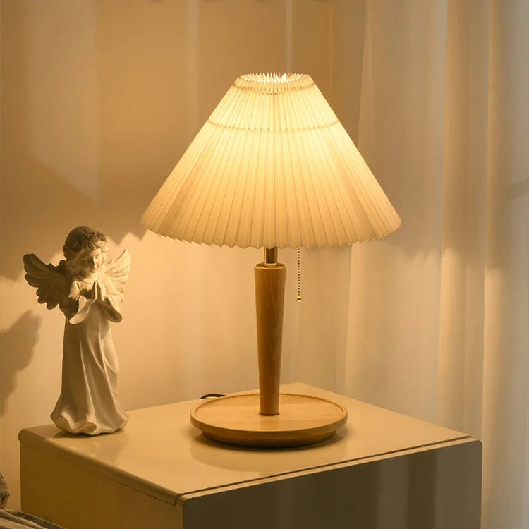Floroux – Lampe de table en bois rétro avec charme vintage
