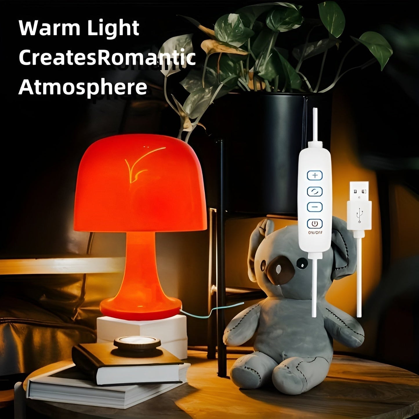 Lampe Champignon Vintage Stylée avec LED Dimmable & Alimentation USB