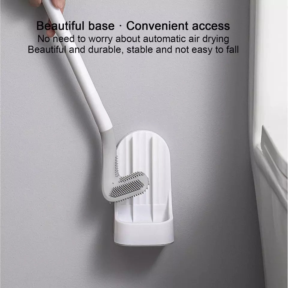 Brosse de toilette en silicone avec poils et support de séchage