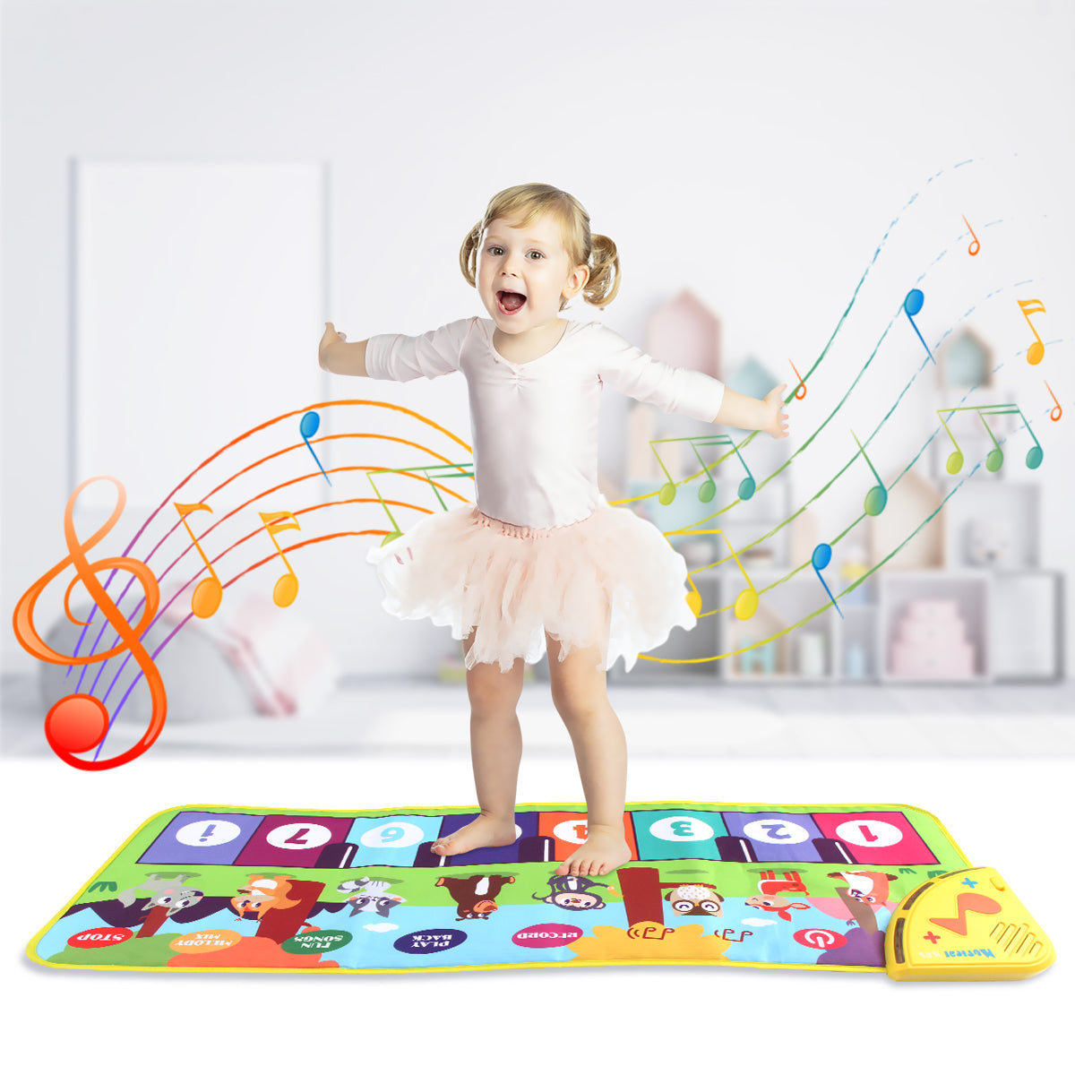 Tapis de danse musical multifonctionnel pour tout-petits - Clavier piano interactif avec sons d'animaux, cadeau éducatif pour enfants, amusement portable !