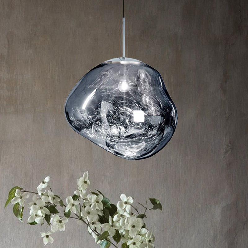 Floroux Suspension argent/rouge verre 1 lumière lampe de plafond salle à manger