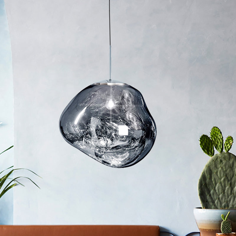 Floroux Suspension argent/rouge verre 1 lumière lampe de plafond salle à manger