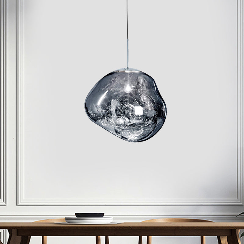 Floroux Suspension argent/rouge verre 1 lumière lampe de plafond salle à manger