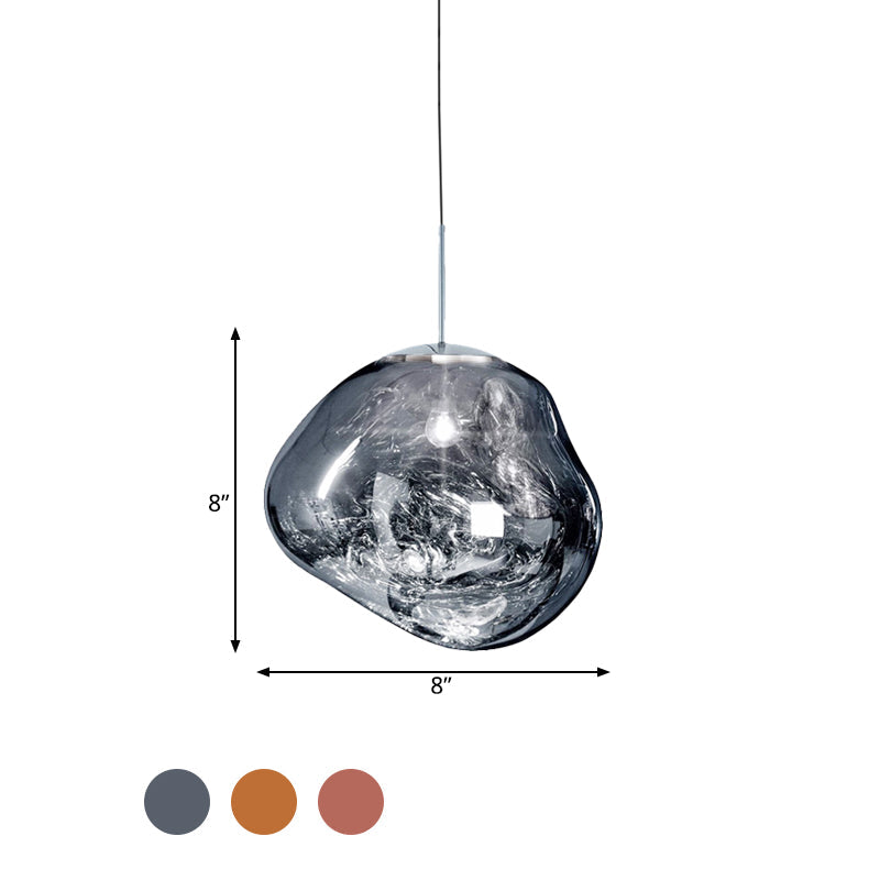 Floroux Suspension argent/rouge verre 1 lumière lampe de plafond salle à manger