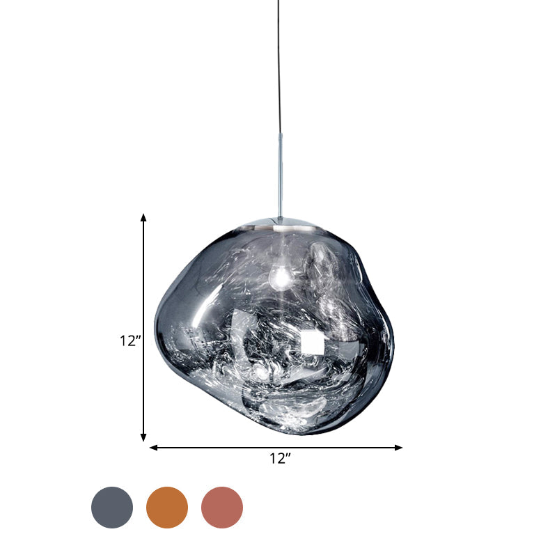 Floroux Suspension argent/rouge verre 1 lumière lampe de plafond salle à manger