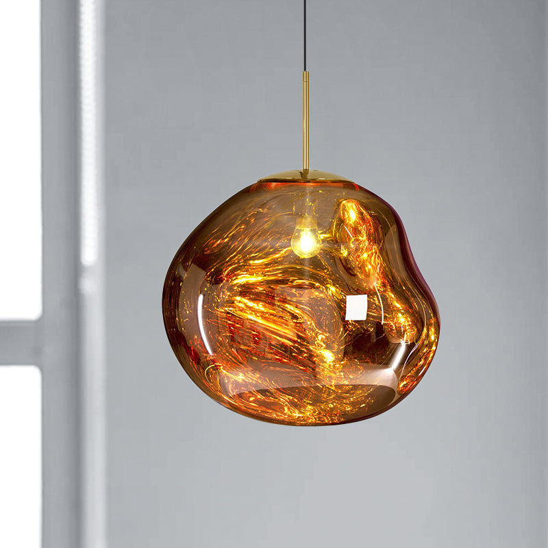 Floroux Suspension argent/rouge verre 1 lumière lampe de plafond salle à manger