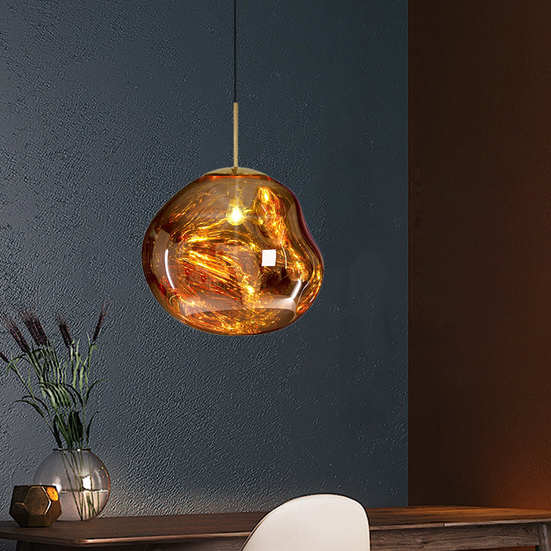 Floroux Suspension argent/rouge verre 1 lumière lampe de plafond salle à manger