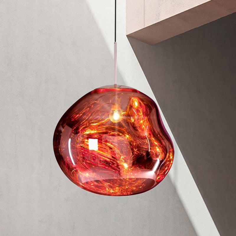 Floroux Suspension argent/rouge verre 1 lumière lampe de plafond salle à manger