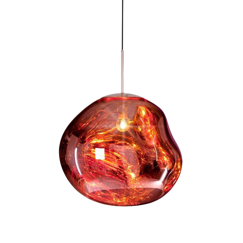 Floroux Suspension argent/rouge verre 1 lumière lampe de plafond salle à manger