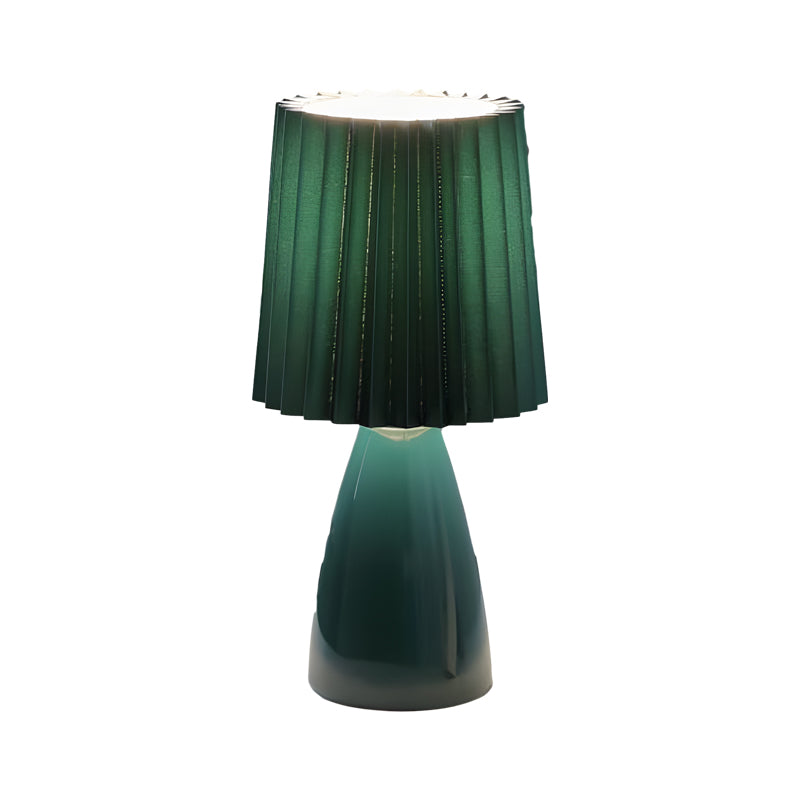 30cm Tissus plissés - Lampe de table avec base en verre et USB, Dimmable avec 1 point lumineux
