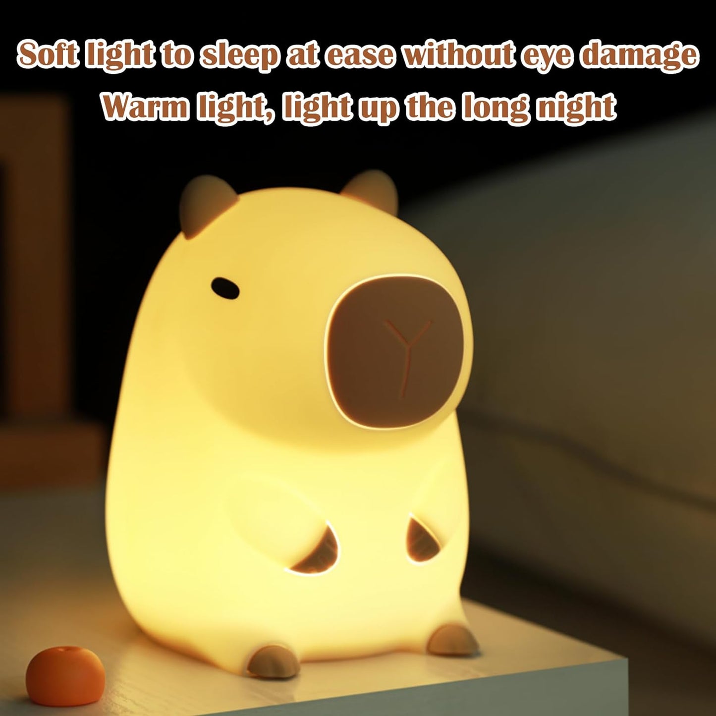 Mignon CapySnuggle Lampe de Nuit - Lumière Chaude en Design Capybara