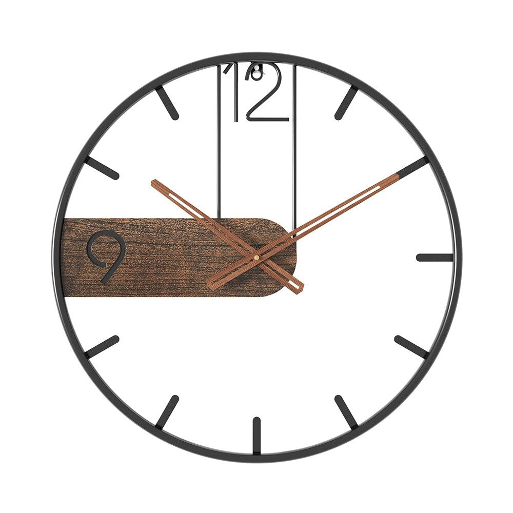 Élégant – Horloge murale en acier et noyer