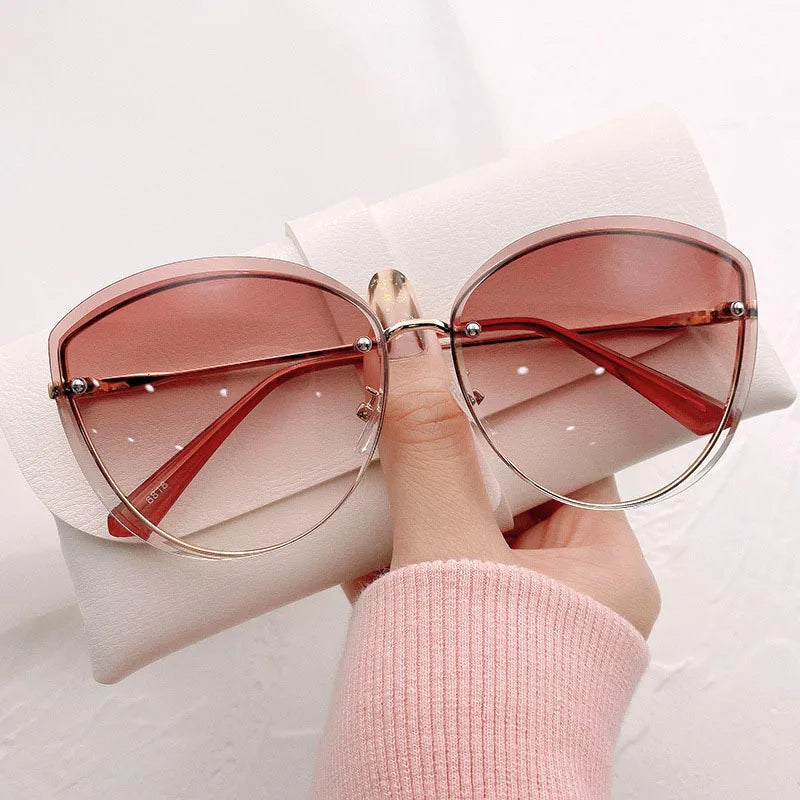 AnnaShade - Lunettes de soleil ovales sans monture élégantes
